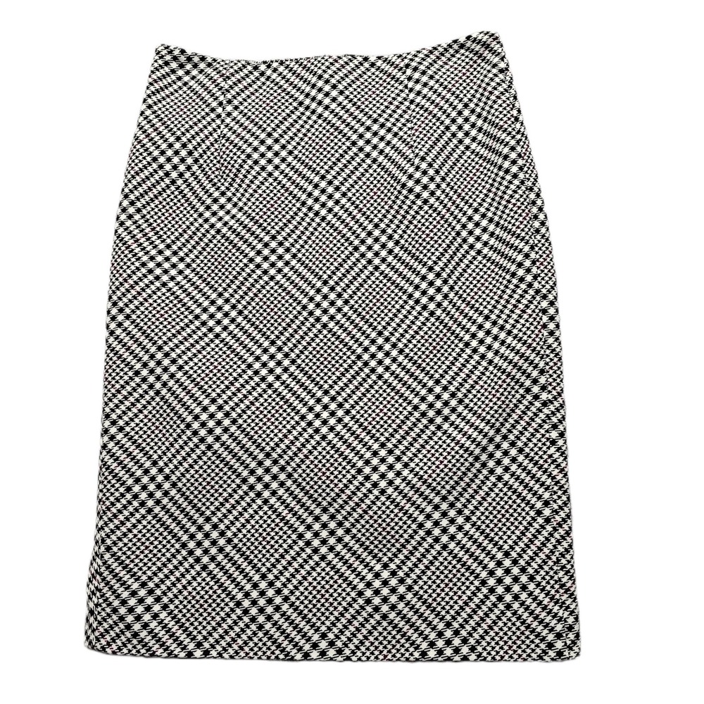 White House Black Market Pencil Skirt Womens 6 Black White Houndstooth Vented